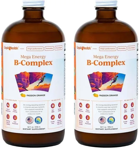 Vista 10 de LIQUIDHEALTH Mega Energy - Complejo B metilado, suplemento vitamínico líquido para adultos, aumenta la energía, alivia el estrés y la fatiga, apoyo