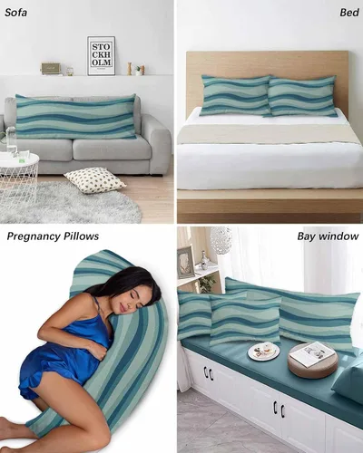 Vista 6 de Fundas de almohada geométricas abstractas tamaño King, fundas de almohada suaves decorativas para sofá de cuerpo largo lumbar con cierre de sobre