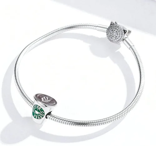 Vista 3 de Abalorio de plata de ley 925 con forma de corazón y corazón para pulsera Pandora