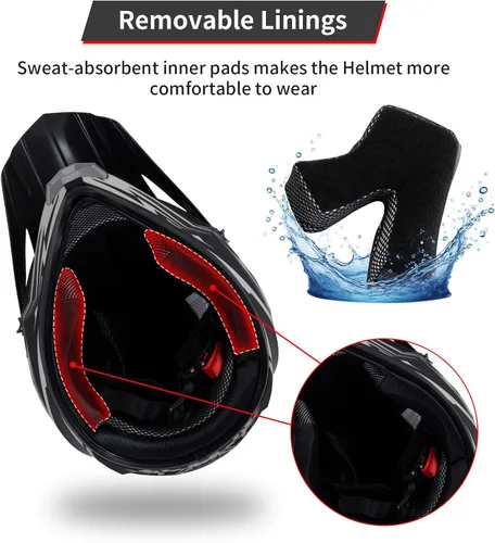 Vista 4 de Casco de motocross para niños y jóvenes aprobado por DOT, Casco de cara completa para ATV, moto de todoterreno y bicicleta de tierra para adultos