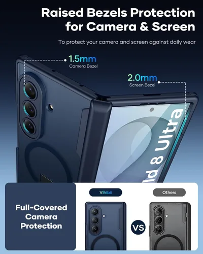 Vista 9 de Vihibii for Samsung Galaxy Z Fold 8 Ultra Case with Kickstand, 2026, Black
