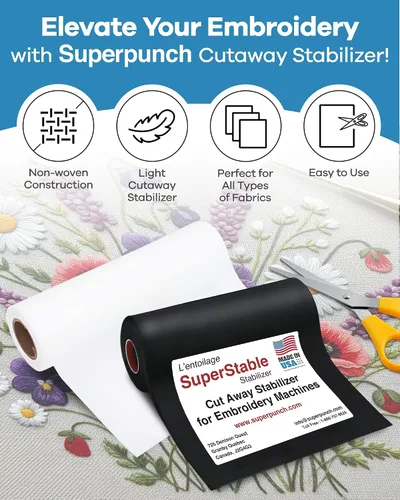 Vista 7 de Superpunch Wash Away - Estabilizador de bordado soluble en agua, rollo de 9 pulgadas x 10 yardas, película transparente para bordado a máquina