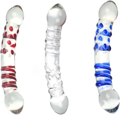 Vista 2 de Consoladores de cristal para hombre, consolador realista para el pene, cuentas de vidrio para el punto G, tapón anal anal erótico, juguetes sexuales