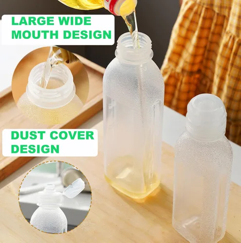 Vista 3 de WAYDA Botellas exprimibles para condimentos, paquete de 6 botellas exprimibles para salsas, recipiente de aderezo de ensalada de ketchup, botellas