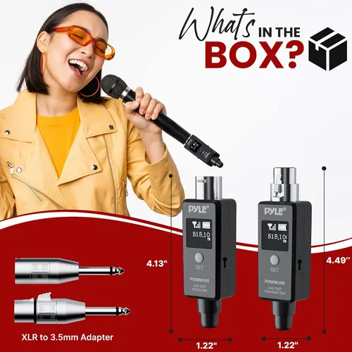 Vista 7 de Pyle Sistema Adaptador Inalámbrico UHF XLR Multifuncional, Transmisor Y Receptor Para Micrófonos Dinámicos Y Fuentes De Música, Transmisión De Señal
