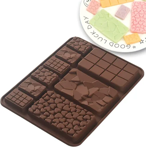 Vista 2 de Moldes de silicona para chocolate Break Apart, moldes de barra de chocolate, moldes caseros de proteínas y barras energéticas, 5 paquetes