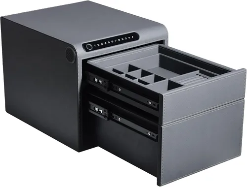 Vista 12 de Caja fuerte para joyas con cajones, biométrico de huellas dactilares, caja fuerte deslizante para pistolas, caja fuerte para almacenamiento de joyas