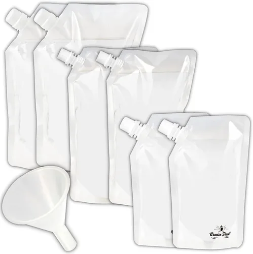 Vista 10 de Juego de envases Cruise Flask para viaje ocultables y reutilizables, para llevar alcohol a donde sea., Transparente