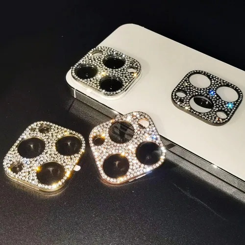 Vista 6 de Omio [Paquete de 2] para iPhone 12 Pro Max cubierta protectora de lente de cámara 3D Bling Diamond Lens Cover Glitter Diamond Lens Protector