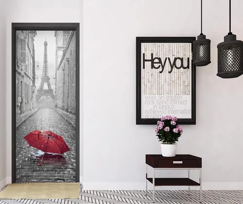 Vista 3 de VancyTop 30.3x78.7 1 unids/set moda decoración del hogar París Eiffel hierro extraíble puerta mural calcomanías fáciles de aplicar