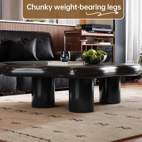 Vista 5 de HOTICKME - Mesa auxiliar Cloud para sala de estar, mesa auxiliar negra de 46.06 pulgadas con 3 patas, mesa auxiliar de estilo simple