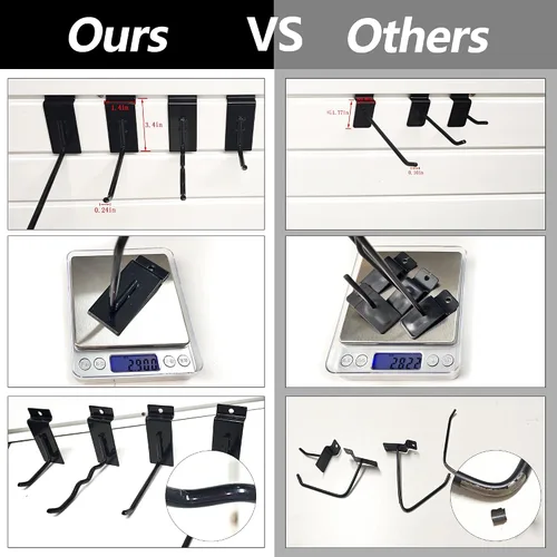 Vista 4 de 3-H Accesorios para pared de listones 30 piezas, ganchos y perchas de 3/5/7 pulgadas, ganchos de pared de listones resistentes, accesorios Proslat