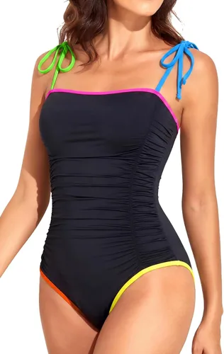Vista 14 de Trajes de baño de una pieza para mujer, trajes de baño adelgazantes Negro