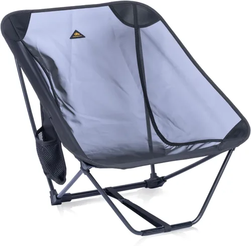 Vista 12 de iClimb - Silla plegable de camping ultraligera y compacta con bolsillo lateral y bolsa de transporte (Negro)