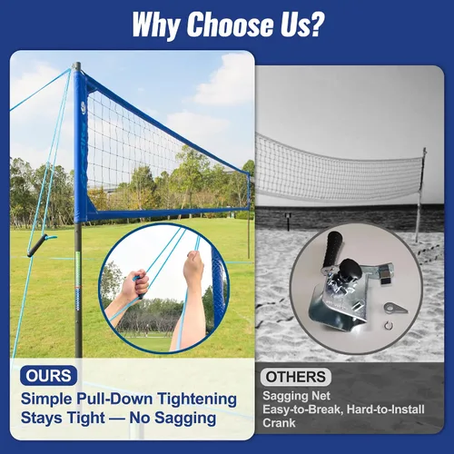 Vista 4 de Professional Volleyball Net Set Heavy Duty for Outdoor Backyard Portable with Aluminum Scoring Poles, Nets System, Adjustable Regulation Height