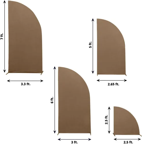 Vista 54 de Efavormart - Juego de 4 fundas de elastano beige para arco de media luna, fundas de telón de fondo Chiara de 2.5 pies a 7 pies para escenarios