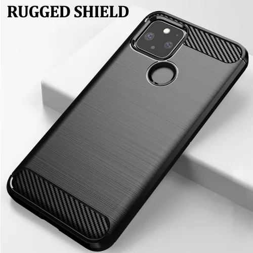 Vista 2 de Asuwish Funda compatible con Google Pixel 5 y protector de pantalla de vidrio templado, accesorios de celda, fundas protectoras de silicona TPU