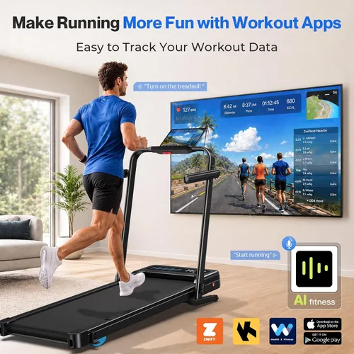 Vista 14 de Cardirun Walking Pad with 12% Auto Incline & Handle Bar, Foldable Treadmill Negro
