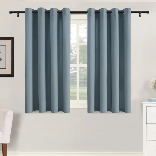 Vista 13 de H.VERSAILTEX Cortinas de cocina texturizadas de lino natural con ojales de 45 pulgadas de largo, lino sintético grueso para oscurecer la habitación