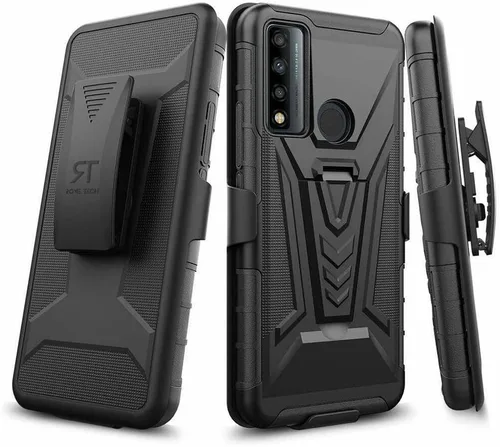 Vista 10 de Rome Tech Funda con clip para cinturón para Cricket Icon 3 de 6.5 pulgadas (2021) - Funda de teléfono celular de doble capa a prueba de golpes