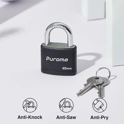 Vista 5 de Puroma Candado con llave con 2 llaves iguales, cerradura de casillero de 7/8 pulgadas, cerraduras de alta resistencia para puerta, cerrojo, caja