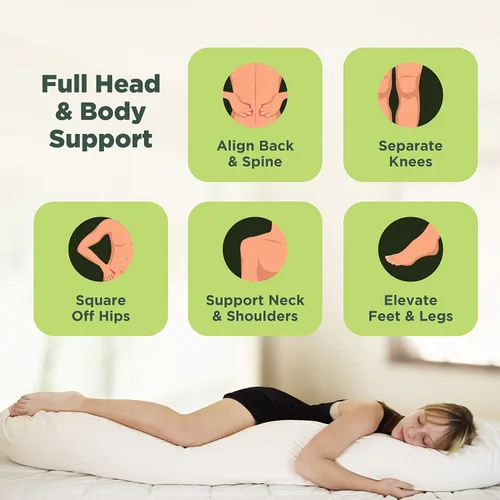 Vista 3 de Kapok Almohada corporal para dormir profundamente, almohada ergonómica suave de tela de algodón natural con relleno orgánico, ecológica, duradera