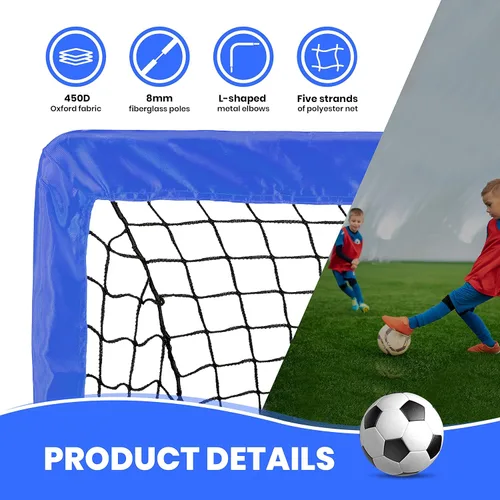 Vista 3 de YSSOA Juego de 2 porterías de fútbol portátiles de 4 x 3 pies para patio trasero plegable con bolsa de transporte, perfecto para jóvenes, adultos