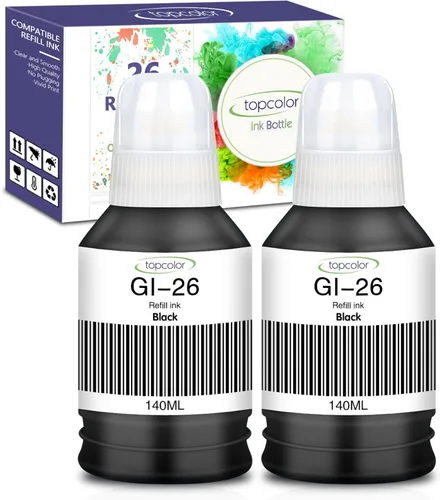 Vista 9 de GI-26 - Juego de botellas de tinta compatible con Canon GI-26, color para Canon GI26 GI, 26 botellas de recambio de tinta, compatible con impresora