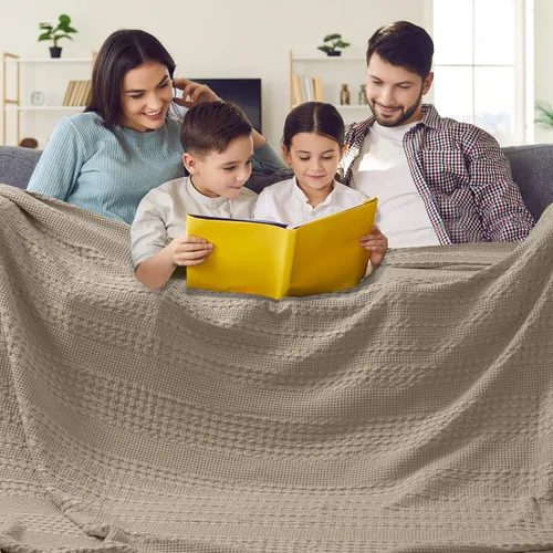 Vista 58 de PHF Manta ligera de punto gofre 100% algodón para cama, King, color blanco 02 Blanco