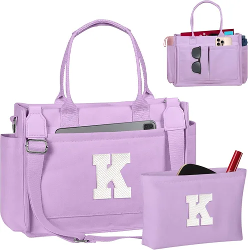 Vista 160 de Easter Basket Stuffers, Initial Tote Bag with Makeup Bag, Birthday Gifts for Women, Teen Girl Gifts Trendy Stuff