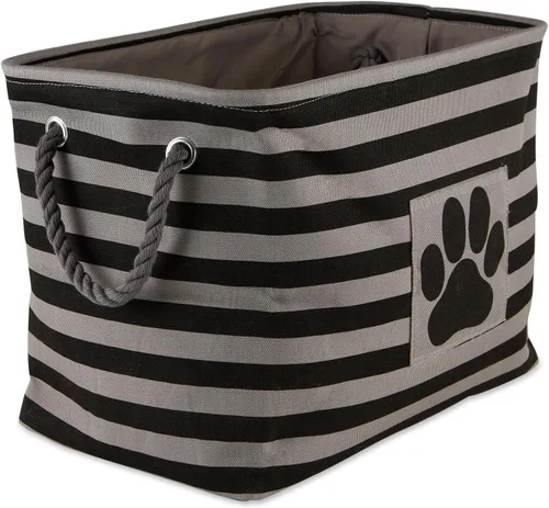 Vista 76 de Bone Dry - Cesta de almacenamiento para mascotas, diseño de parche de pata rayado, aguamarina, rectángulo pequeño