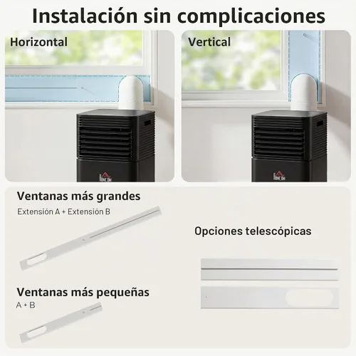 Vista 6 de HOMCOM Aire acondicionado portátil de 8000 BTU para habitaciones de hasta