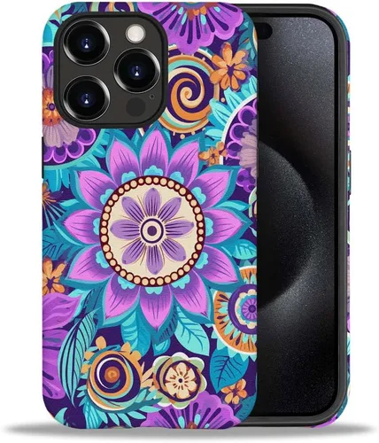 Vista 53 de CARLOCA Compatible con iPhone 12, Funda de Art Deco con patrón, TPU suave + PC duro 2 en 1, Funda protectora única con patrón, antiarañazos, TPU