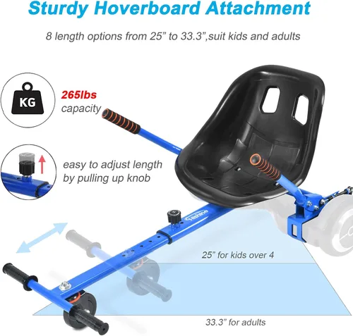 Vista 3 de No se requieren correas de fijación de asiento para aeropatineta, accesorio de Go Kart con mecanismo de bloqueo, carrito de 265 libras de 26 a 34.5