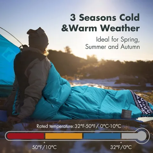 Vista 3 de VILLEY Camping Sleeping Bag, Lightweight Backpacking Sleeping Bag with Carrying Bag for Adults & Kids