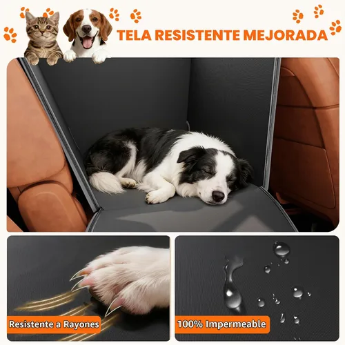 Vista 3 de njnj Funda de asiento de coche para asiento trasero de perro - Impermeable para perros de media hamaca para autos, protector de asiento trasero