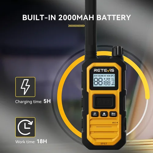 Vista 5 de Retevis RB48PLUS GMRS Walkie Talkies de largo alcance, IP67 impermeable