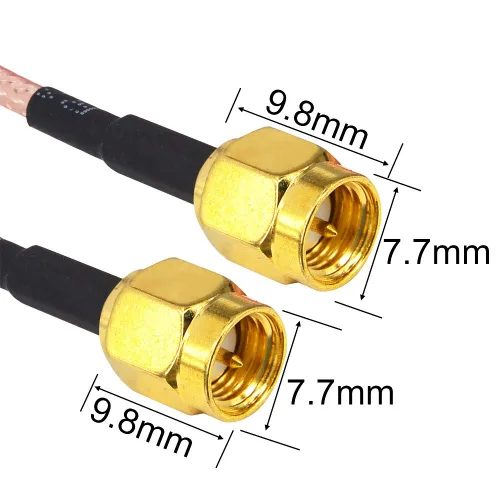 Vista 5 de Cable SMA macho a SMA macho de 6.5 pies, extensión de cable de antena de red RG316 Conjunto de puente de alambre de baja pérdida Cable coaxial RF