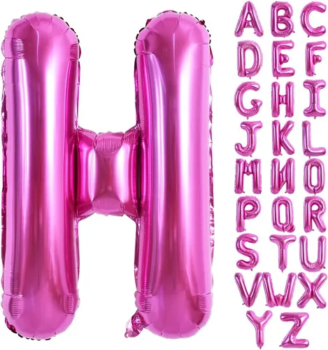 Vista 24 de TONIFUL Globos grandes de 40 pulgadas de color rojo rosa con letras B, globos gigantes de letras del alfabeto, globos grandes de Mylar