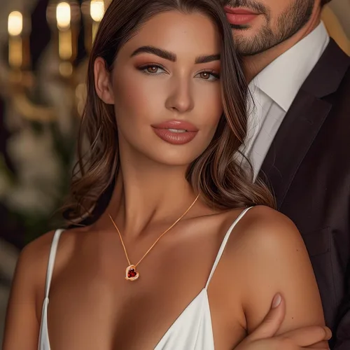 Vista 3 de CDE Collares con dije de corazón para mujer, tono plateado y oro rosa, piedra natal, regalo de Navidad, cumpleaños, aniversario, día de San