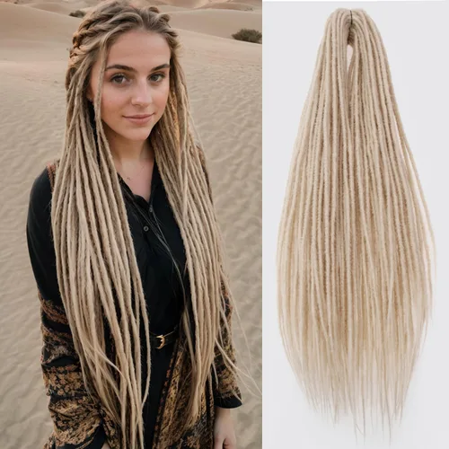 Vista 19 de 20 hebras de 24 pulgadas, extensiones de rastas color burdeos, rastas de cabello de ganchillo para mujer, hechas a mano, suaves, trenzas de cabello