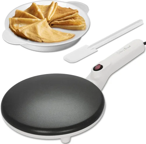Vista 8 de Baker's Friend Crepera Electrica - Máquina para hacer crepas instantánea con asa, superficie de cocción antiadherente de 8 pulgadas, color aguamarina