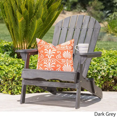 Vista 3 de Christopher Knight Home Hanlee - Silla Adirondack plegable de madera de acacia, color gris oscuro