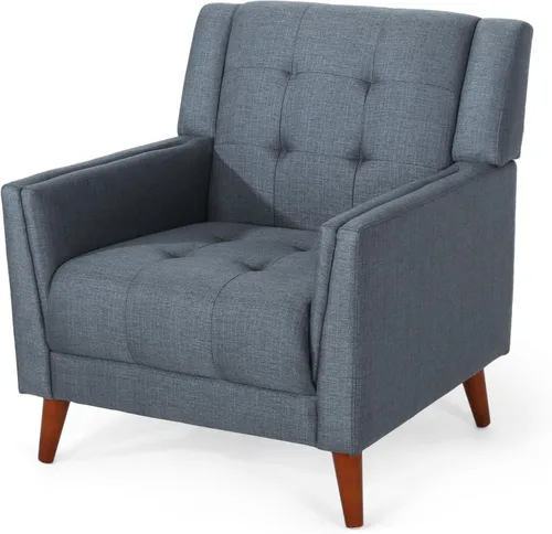 Vista 5 de Christopher Knight Home Evelyn Mid Century - Sillón de tela moderna, color gris oscuro, nogal