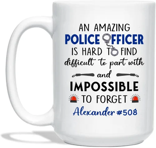 Vista 10 de Taza de café personalizada de policía de regalo para amigo compañero de trabajo, I Never Dreamed I'd Grow Up To Be A Cop Taza de café de cerámica
