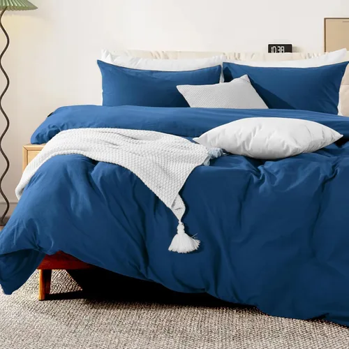 Vista 452 de NEXHOME PRO Funda de edredón Twin XL 100% algodón lavado, transpirable, duradera, texturizada, similar al lino, juego de ropa de cama para el hogar