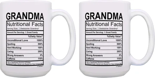 Vista 9 de Grandma Nutritional Facts - Taza de café con etiqueta nutricional para regalo