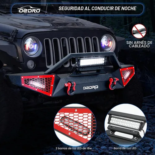 Vista 4 de [Usado] OEDRO Parachoques delantero para Jeep compatible con Jeep Wrangler JK/JL/JKU/JLU Unlimited y Gladiator JT de 2/4 puertas 2007-2025, incluye