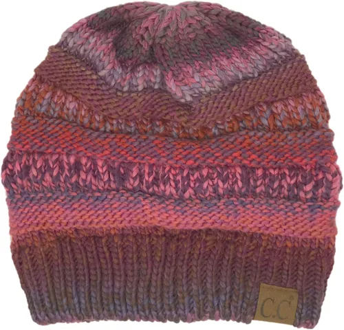 Vista 69 de CC Classic Winter Fall Trendy Chunky Stretchy Cable Knit Beanie Hat 2 tonos púrpura/azul marino
