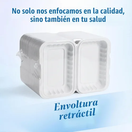 Vista 2 de YANGRUI Contenedores para Alimentos de 9 x 6 pulgadas, 28 onzas, paquete de 50 unidades – Envuelto en Plástico PP Relleno de Minerales Libre de BPA